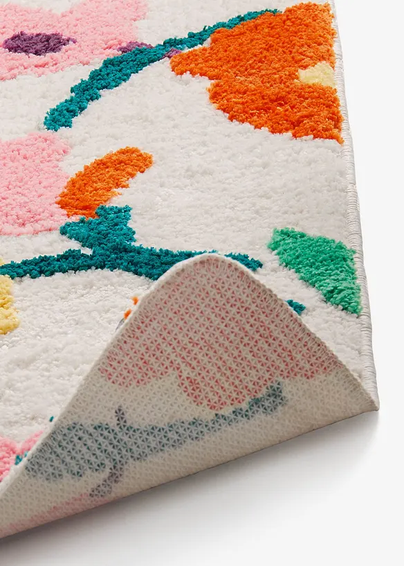 Getuftete Badematte mit buntem floralem Design in bunt Detailaufnahme vom Material - bonprix