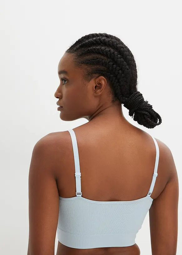 Feel Comfort Seamless Bustier gerippt in blau von hinten (im Anschnitt) - bonprix