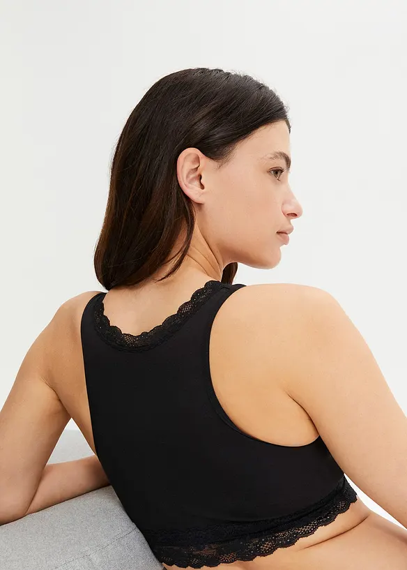 Still-Bustier mit Bio-Baumwolle in schwarz von hinten (Totalaufnahme) - bonprix