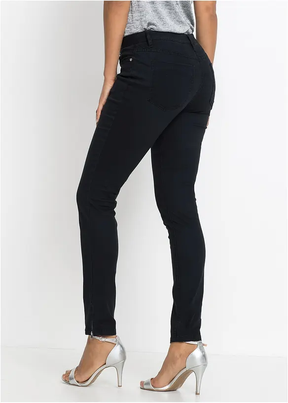 Skinny-Jeans Mid Waist, cropped in schwarz von hinten - bonprix
