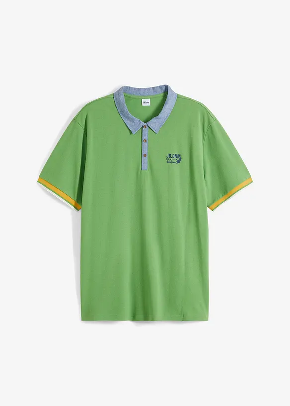Piquè-Poloshirt aus Bio-Baumwolle, Kurzarm in grün von vorne - bonprix