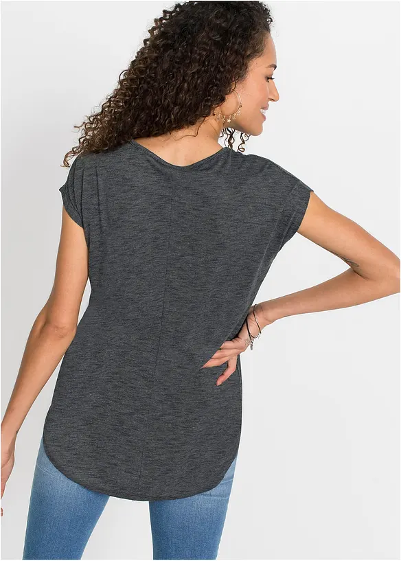 Longshirt aus Viskose-Mix in schwarz von hinten (im Anschnitt) - bonprix