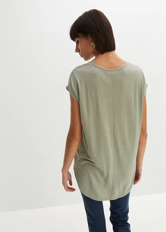 Longshirt aus Viskose-Mix in grün von hinten (im Anschnitt) - bonprix