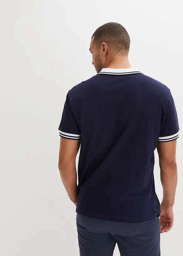 Piqué-Poloshirt aus reiner Bio-Baumwolle in blau von hinten (im Anschnitt) - bonprix