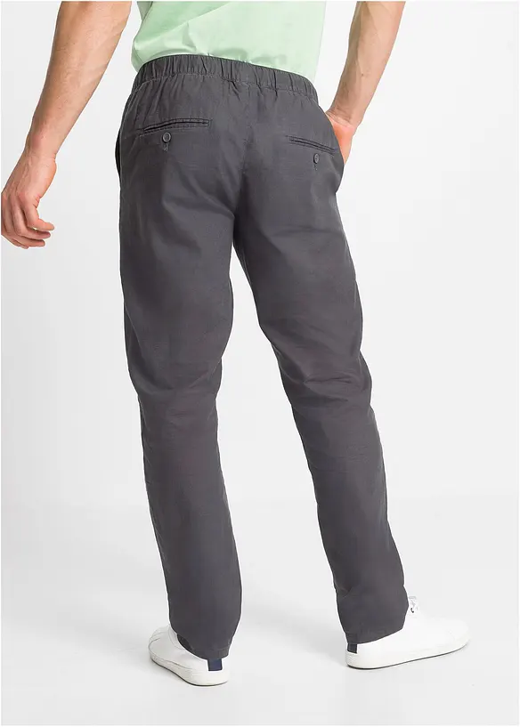 Regular Fit Schlupfhose aus luftigem Leinen-Mix, Straight in grau von hinten - bonprix
