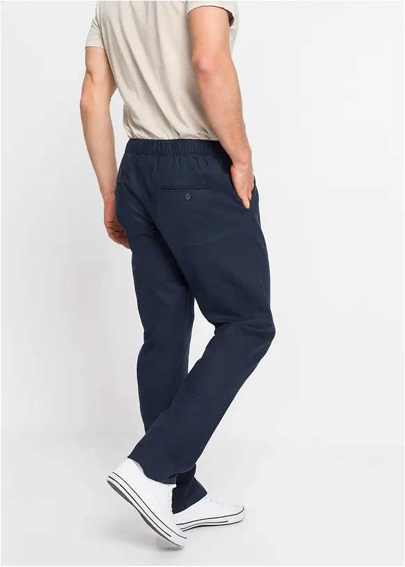 Regular Fit Schlupfhose aus luftigem Leinen-Mix, Straight in blau von hinten - bonprix