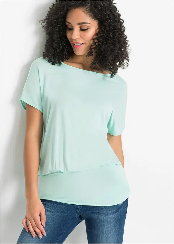 Shirt aus softem Viskose-Mix in grün von vorne (im Anschnitt) - bonprix