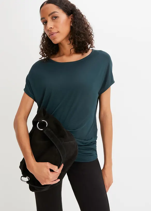 Shirt aus softem Viskose-Mix in grün von vorne (im Anschnitt) - bonprix