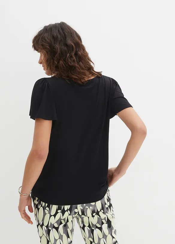 Shirt mit Knopfleiste in schwarz von hinten (im Anschnitt) - bonprix