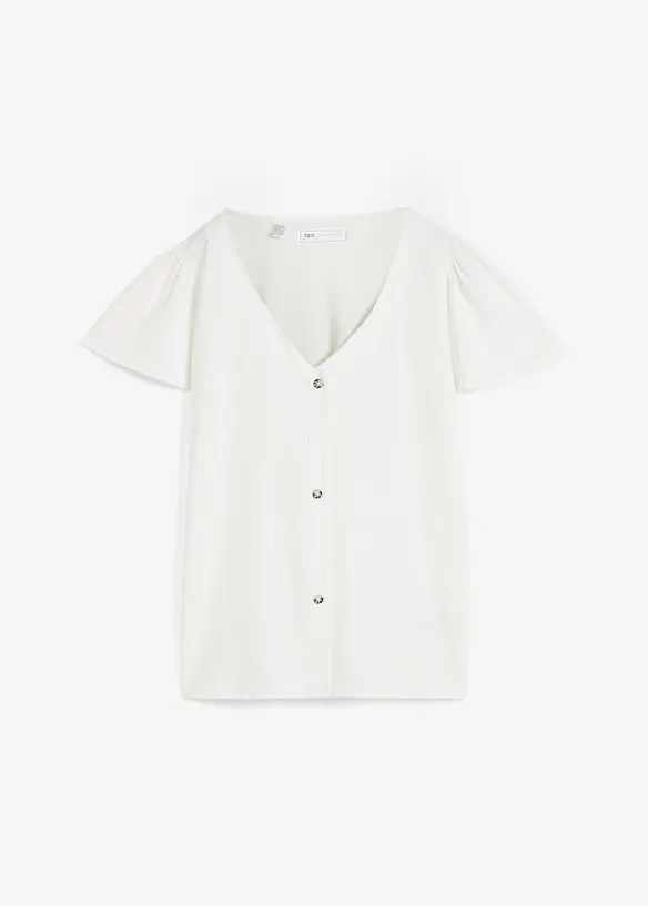 Shirt mit Knopfleiste in weiß von vorne - bonprix Shirt mit Knopfleiste in weiß von vorne - bonprix