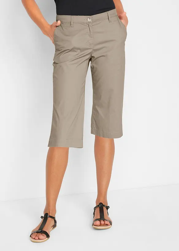 Long-Bermuda aus Baumwoll-Mix in beige von vorne - bonprix