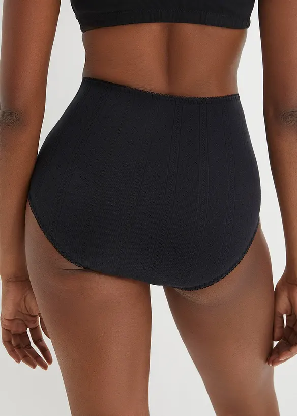 Highwaist Slip aus leichter Baumwolle (4er Pack) in schwarz von hinten - bonprix