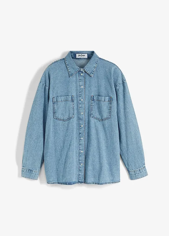 Jeanshemd, Oversized in blau von vorne - bonprix