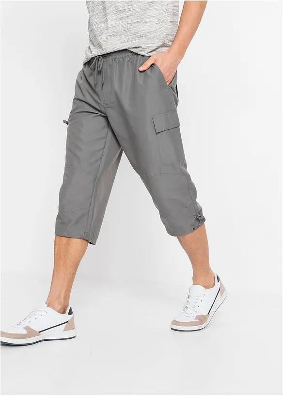 3/4-Hose aus Mikrofaser in Regular Fit in grau von vorne - bonprix