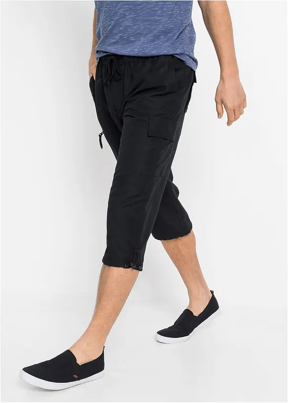 3/4-Hose aus Mikrofaser in Regular Fit in schwarz von vorne - bonprix