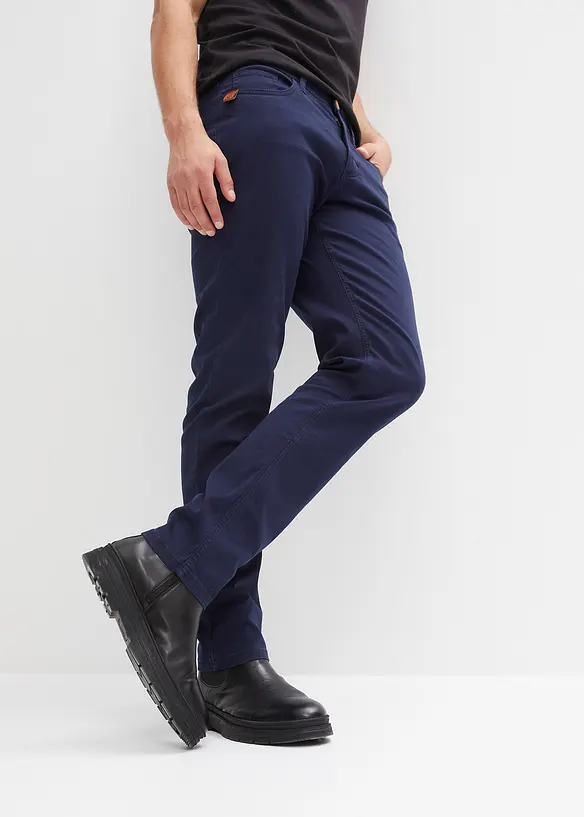 Regular-Fit Stretch-Hose, Straight in blau von vorne - bonprix