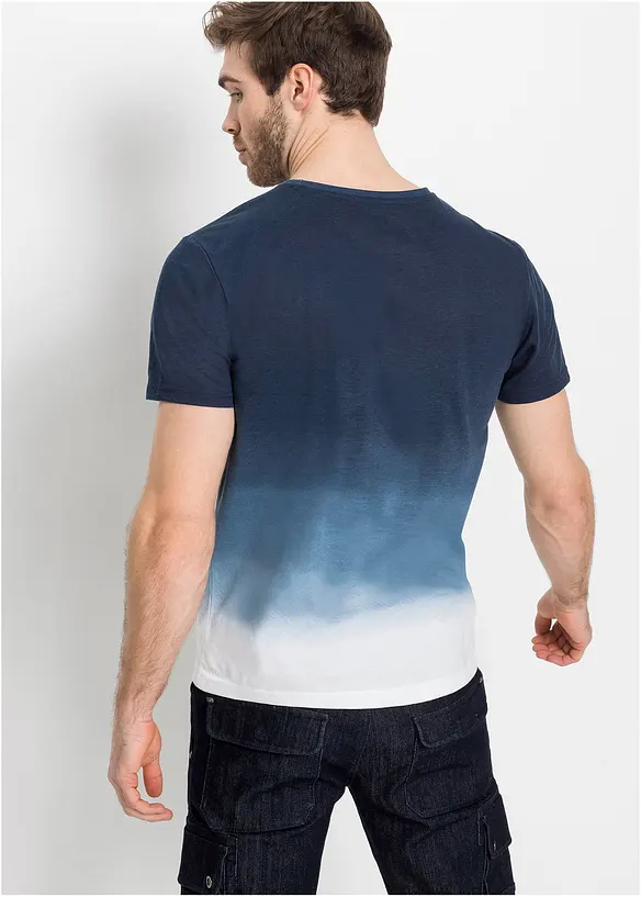 T-Shirt aus reiner Bio-Baumwolle in blau von hinten (im Anschnitt) - bonprix