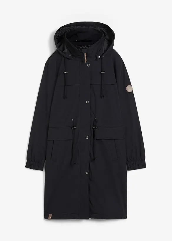 Trench-Parka mit großen Taschen in schwarz von vorne - bonprix