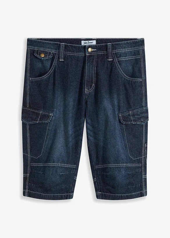 Jeans-Long-Bermuda, Loose Fit in blau von vorne - bonprix