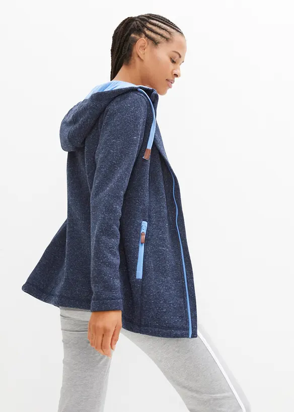 Strickfleecejacke mit Kapuze in blau von hinten (im Anschnitt) - bonprix