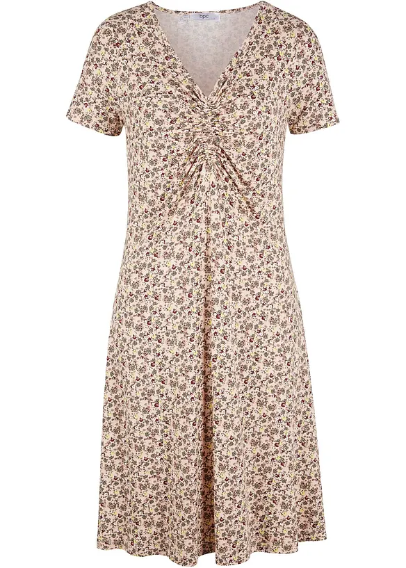 Knieumspielendes Jerseykleid aus Viskose-Mix in orange von vorne - bonprix
