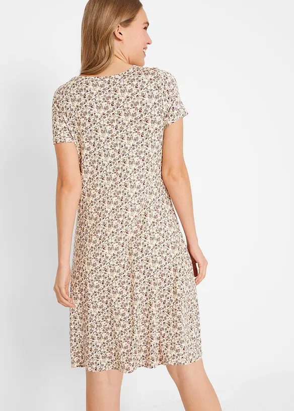 Knieumspielendes Jerseykleid aus Viskose-Mix in orange von hinten (Totalaufnahme) - bonprix