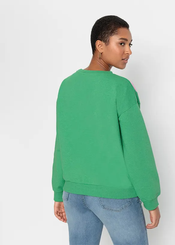 Oversize-Sweatshirt aus weichem Baumwoll-Mix in grün von hinten (im Anschnitt) - bonprix Oversize-Sweatshirt aus weichem Baumwoll-Mix in grün von hinten (im Anschnitt) - bonprix