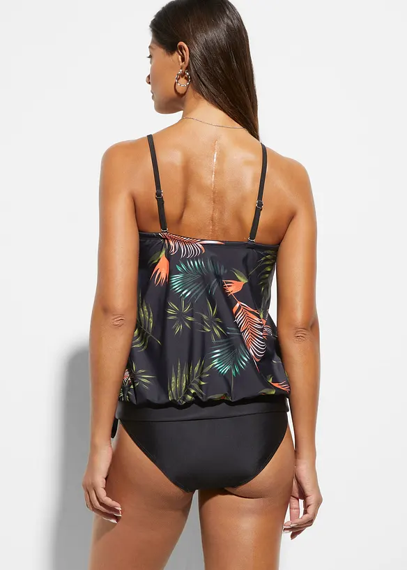 Bandeau-Tankini (2-tlg.Set) mit Multiway-Träger in schwarz von hinten (Totalaufnahme) - bonprix