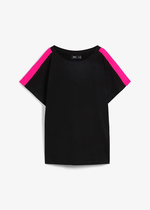 Oversize T-Shirt mit Neonstreifen aus reiner Bio-Baumwolle in schwarz von vorne - bonprix Oversize T-Shirt mit Neonstreifen aus reiner Bio-Baumwolle in schwarz von vorne - bonprix
