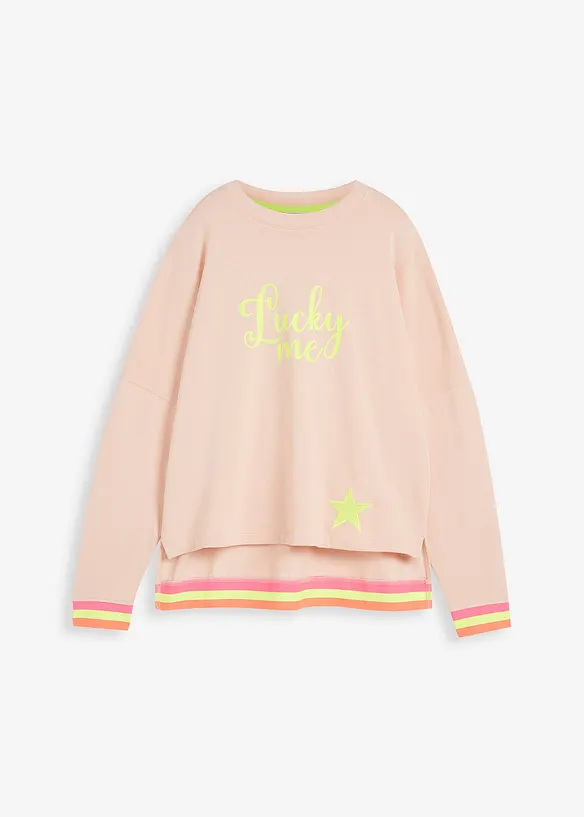 Sweatshirt mint bunten Bündchen in rosa von vorne - bonprix