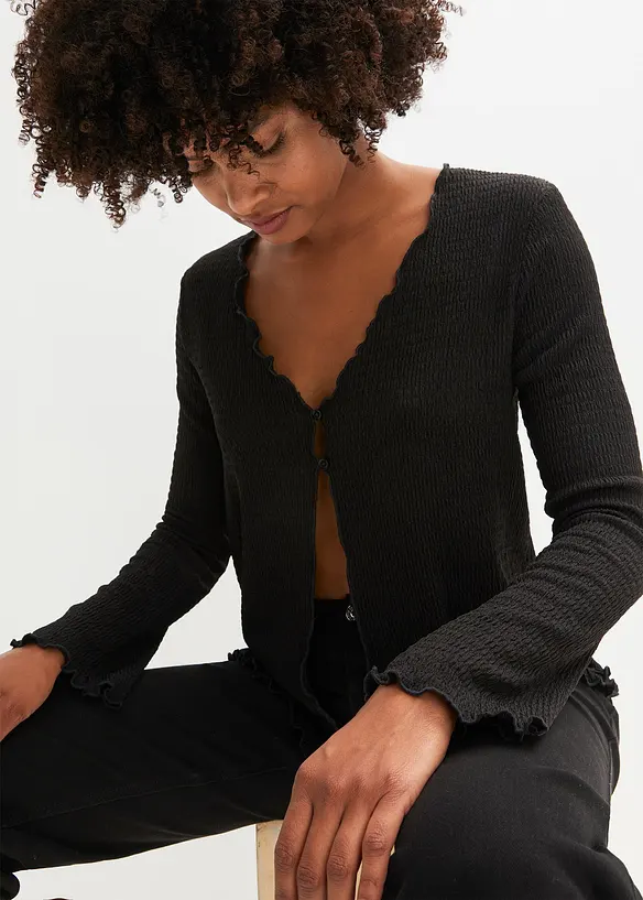 Shirtjacke in schwarz von vorne (im Anschnitt) - bonprix