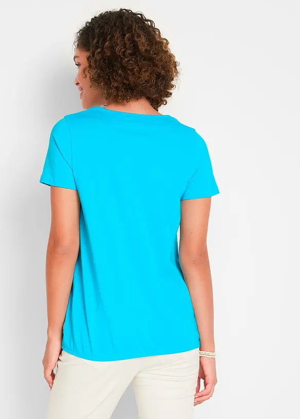 Shirt aus reiner Baumwolle, Kurzarm in blau von hinten (im Anschnitt) - bonprix