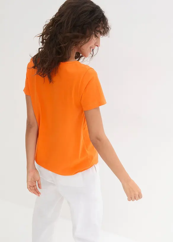 Shirt aus reiner Baumwolle, Kurzarm in orange von hinten (im Anschnitt) - bonprix