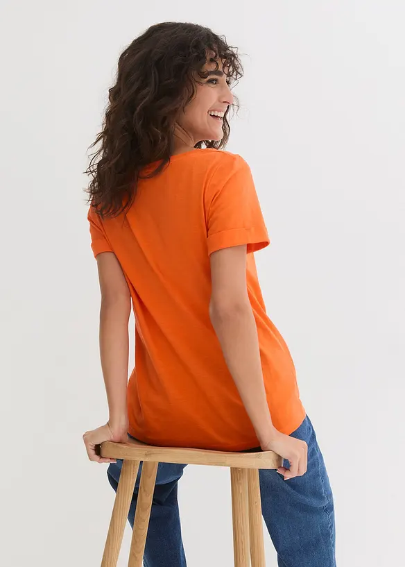 Longshirt aus reiner Bio-Baumwolle in orange von hinten (im Anschnitt) - bonprix Longshirt aus reiner Bio-Baumwolle in orange von hinten (im Anschnitt) - bonprix