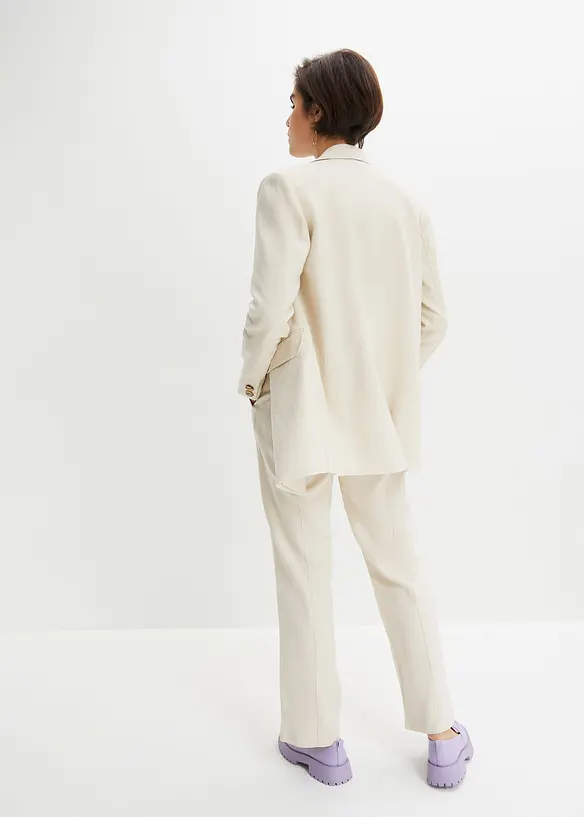 Longblazer aus Leinen-Viskose-Mix in beige von hinten (im Anschnitt) - bonprix Longblazer aus Leinen-Viskose-Mix in beige von hinten (im Anschnitt) - bonprix