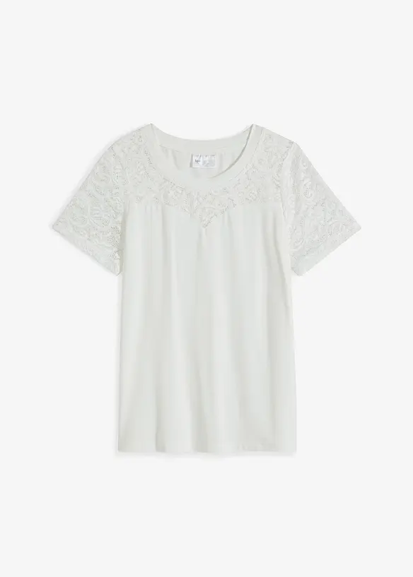 Shirt aus softer Viskose in weiß von vorne - bonprix