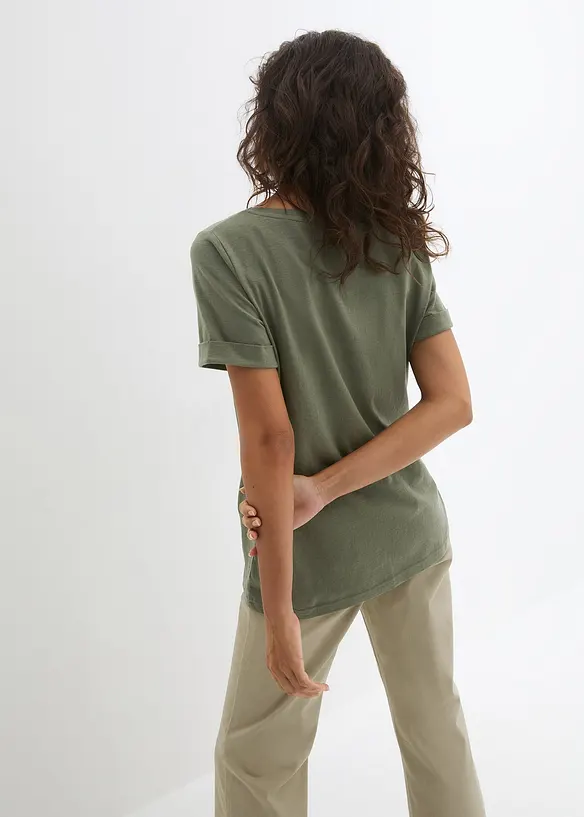 Longshirt aus reiner Bio-Baumwolle in grün von hinten (im Anschnitt) - bonprix Longshirt aus reiner Bio-Baumwolle in grün von hinten (im Anschnitt) - bonprix