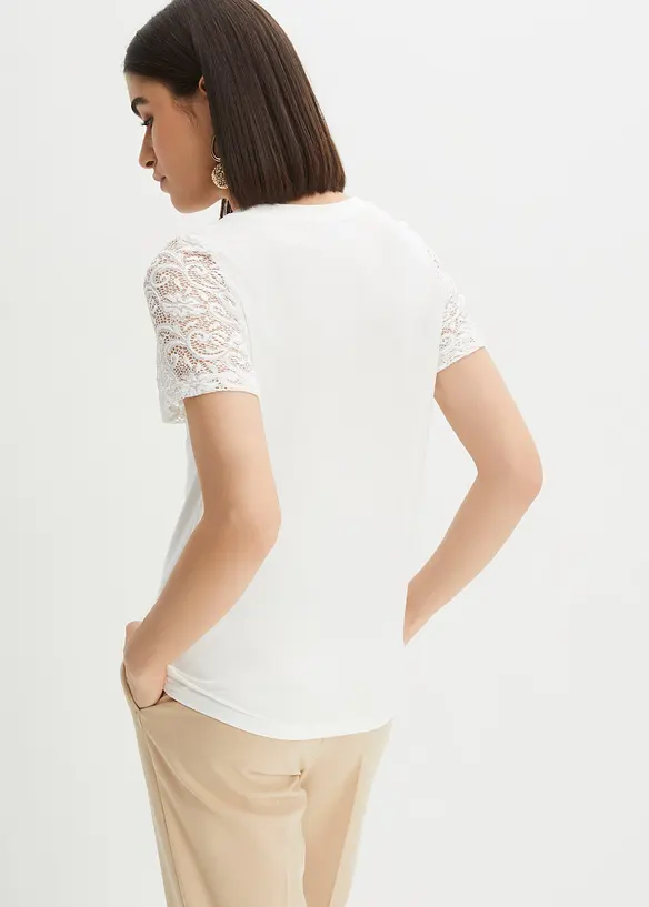 Shirt aus softer Viskose in weiß von hinten (im Anschnitt) - bonprix