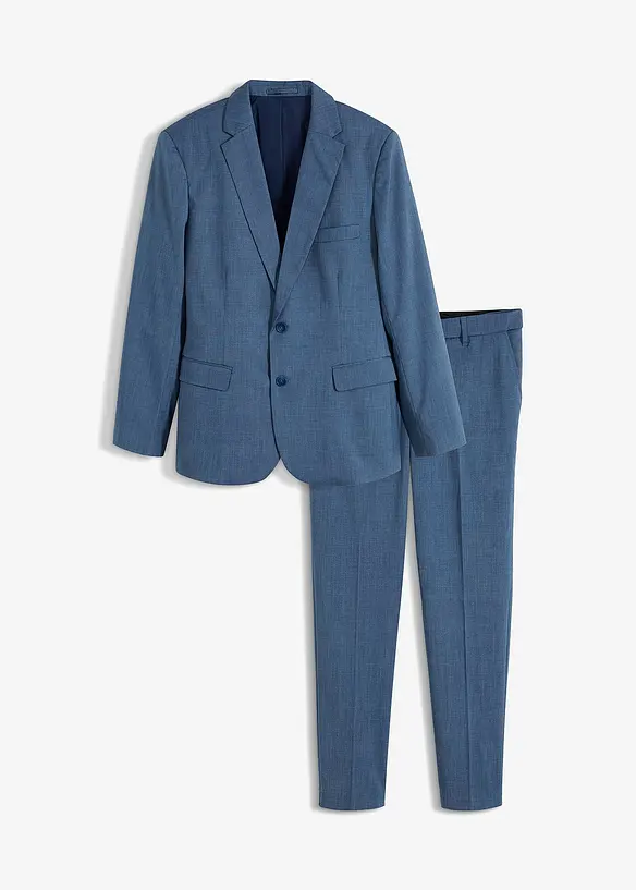 Anzug Slim Fit (2-tlg.Set): Sakko und Hose in blau von vorne - bonprix