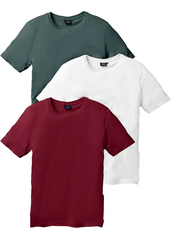 T-Shirt (3er Pack) in rot von vorne - bonprix
