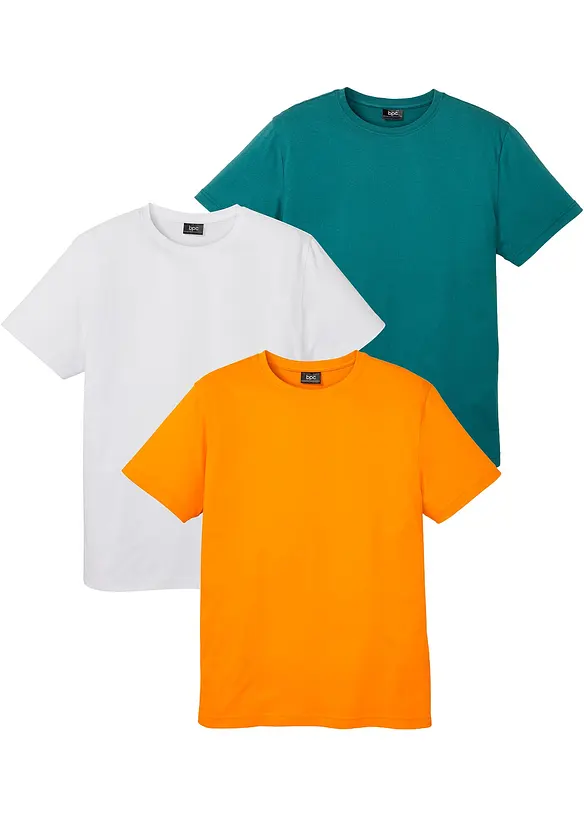 T-Shirt (3er Pack) in petrol von vorne - bonprix