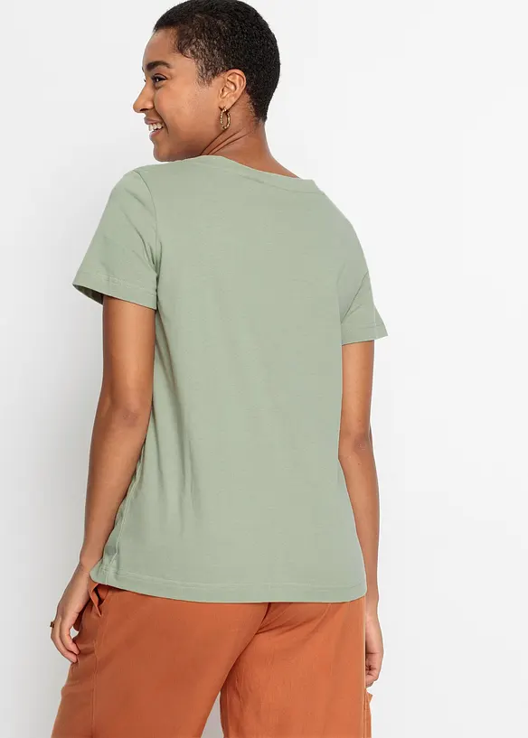 Bedrucktes T-Shirt aus Bio-Baumwolle in grün von hinten (im Anschnitt) - bonprix