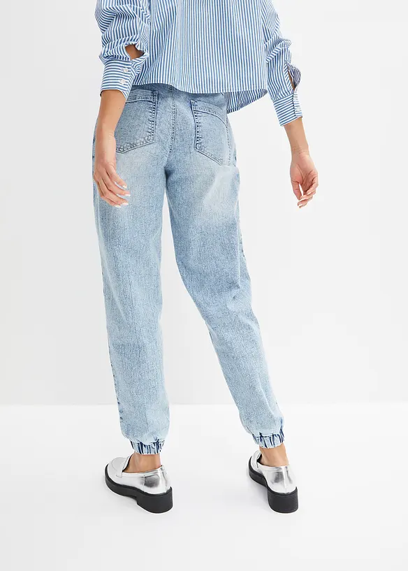 Barrel-Jeans, Mid Waist, Bequembund in blau von hinten - bonprix