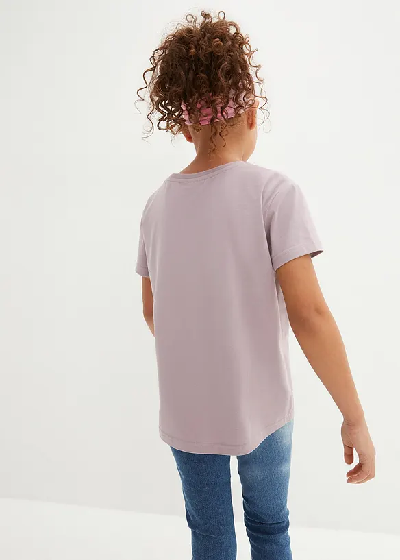 T-Shirt aus reiner Bio Baumwolle (3er Pack) in lila von hinten (im Anschnitt) - bonprix