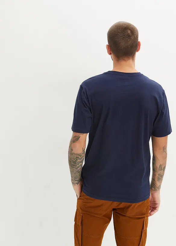 T-Shirt aus reiner Bio-Baumwolle (2er Pack) in blau von hinten (im Anschnitt) - bonprix