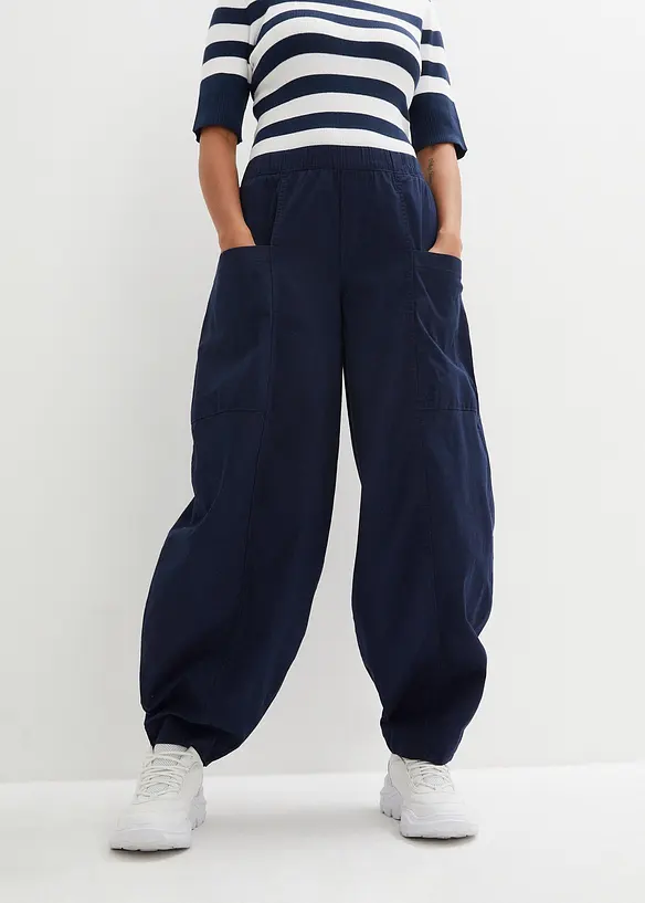 Ballonhose aus elastischem Baumwoll-Mix in blau von vorne - bonprix
