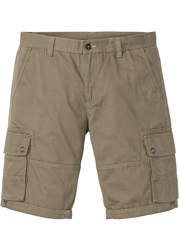 Cargo-Bermuda aus reiner Baumwolle in Regular Fit in grün von vorne - bonprix