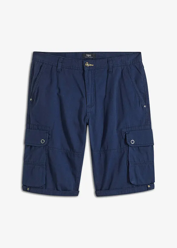 Cargo-Bermuda aus reiner Baumwolle in Regular Fit in blau von vorne - bonprix