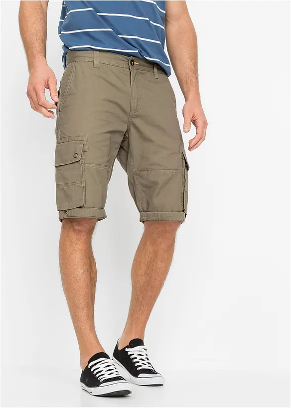 Cargo-Bermuda aus reiner Baumwolle in Regular Fit in grün von vorne - bonprix