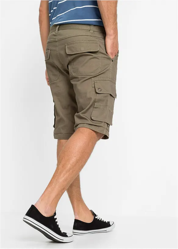 Cargo-Bermuda aus reiner Baumwolle in Regular Fit in grün von hinten - bonprix